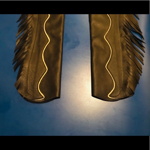 Custom Made Leather Fringed Chaps Small NWOT - Picture 8 of 10